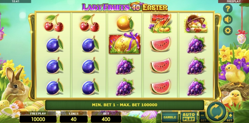 Mechanica van het spel Lady Fruits 40 Pasen