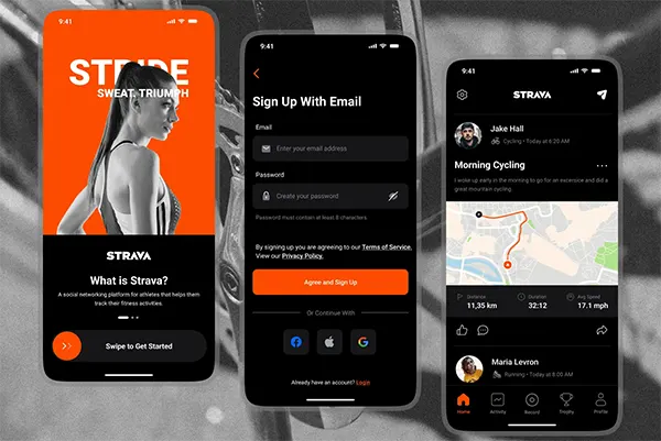 Painel móvel Strava