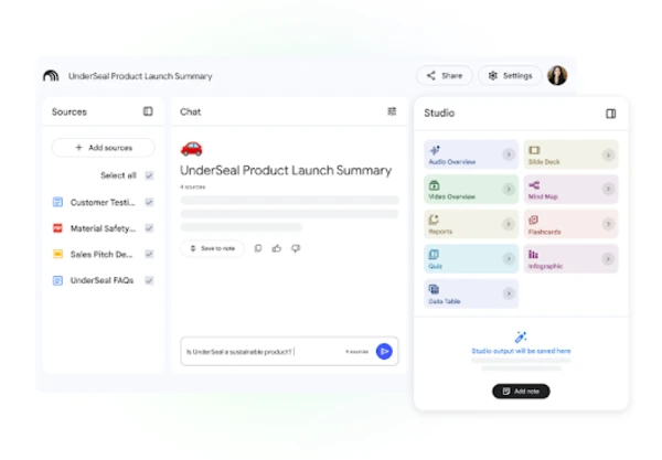 Gemini Notebook study tools